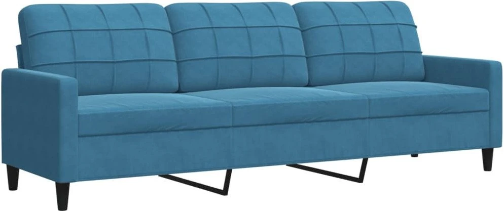 Sofa Sofos komplektas su pagalvėlėmis, 4 dalių, mėlynas, aksomas
