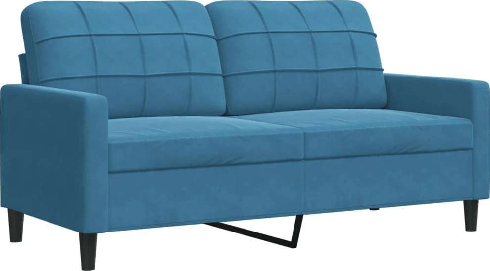 Sofa Sofos komplektas su pagalvėlėmis, 4 dalių, mėlynas, aksomas