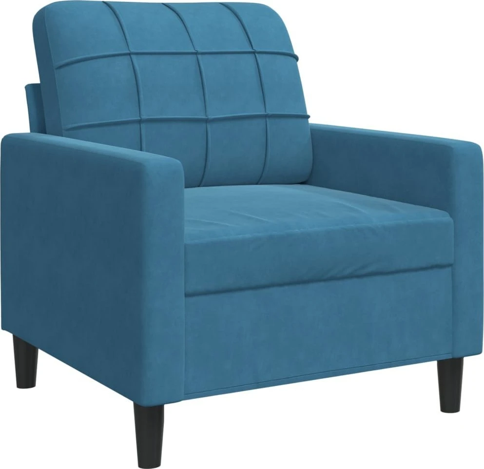 Sofa Sofos komplektas su pagalvėlėmis, 4 dalių, mėlynas, aksomas