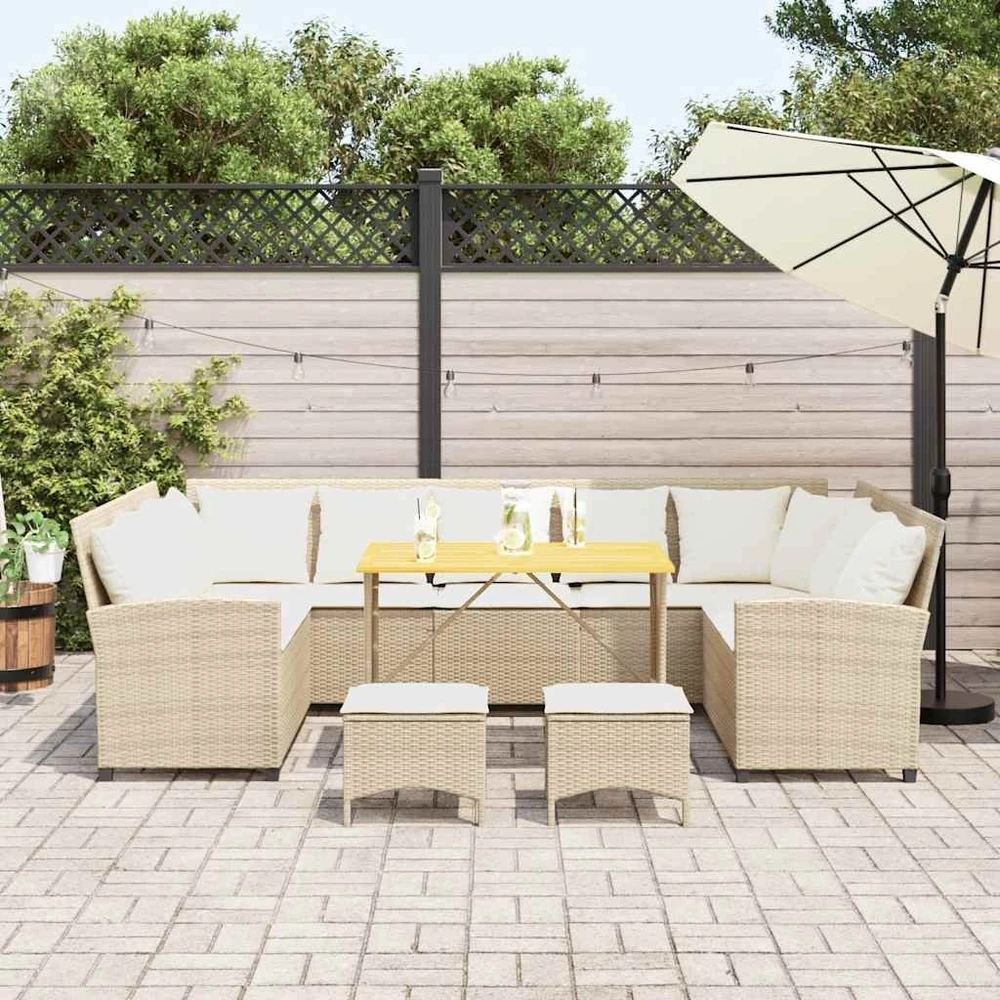 Sofa Sofos komplektas su pagalvėlėmis, 4 dalių, smėlio, poliratanas