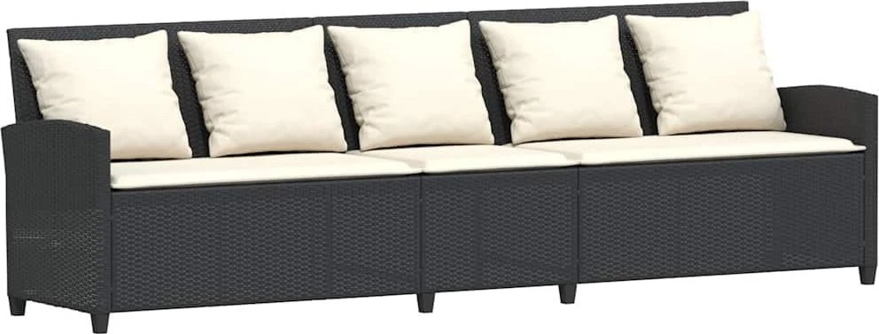 Sofa Sodo komplektas su pagalvėlėmis, 4 dalių, juodas, poliratanas