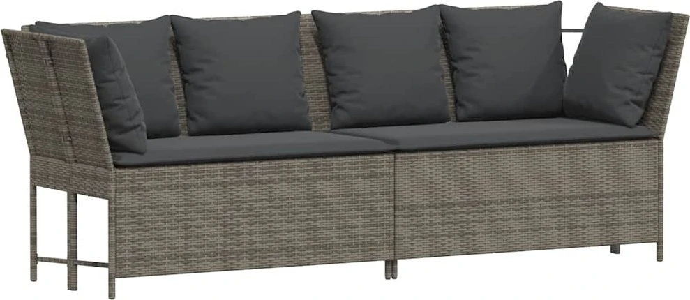 Sofa Sodo komplektas su pagalvėlėmis, 4 dalių, pilkas, poliratanas