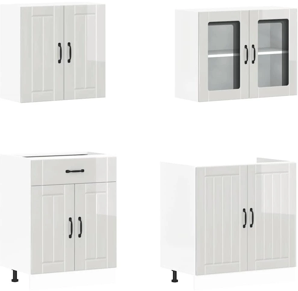 Virtuvinių spintelių komplektas, 4 dalių, Lucca, balta