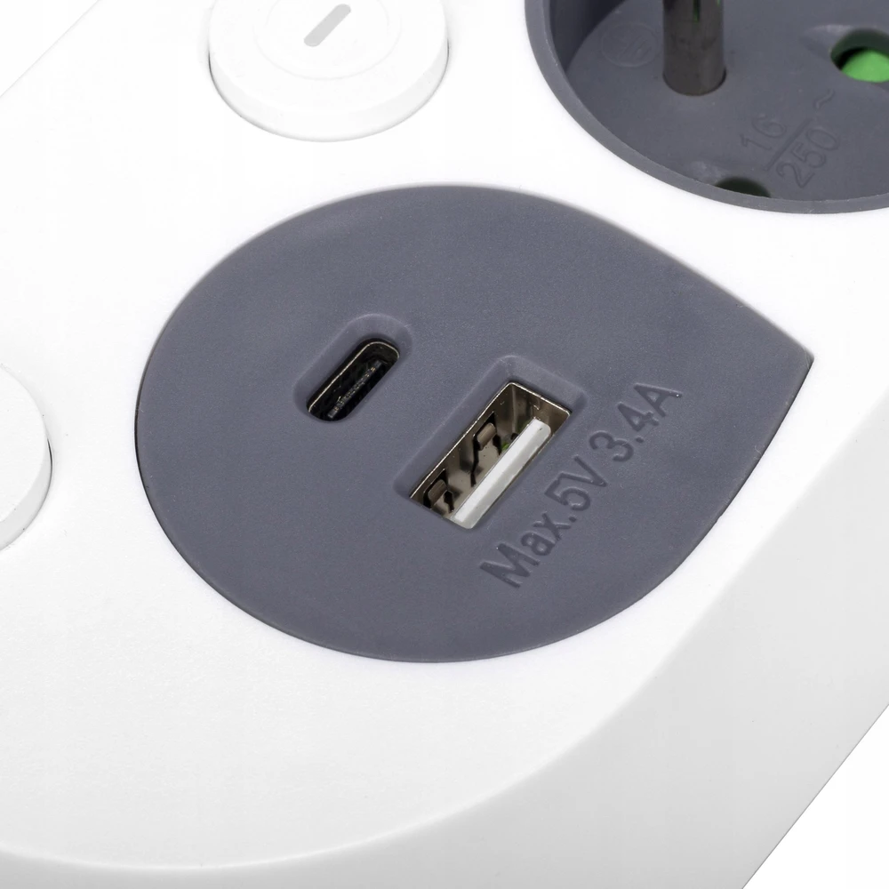 Montis Elektros prailgintuvas 4 lizdų + USB-A + USB-C MT143 Montis