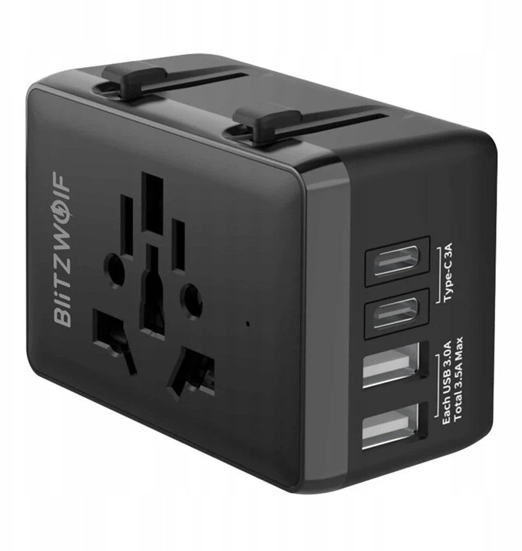 Blitzwolf BW-TA1 4 viename kelioninis adapteris su 2 USB + C + PD 20W