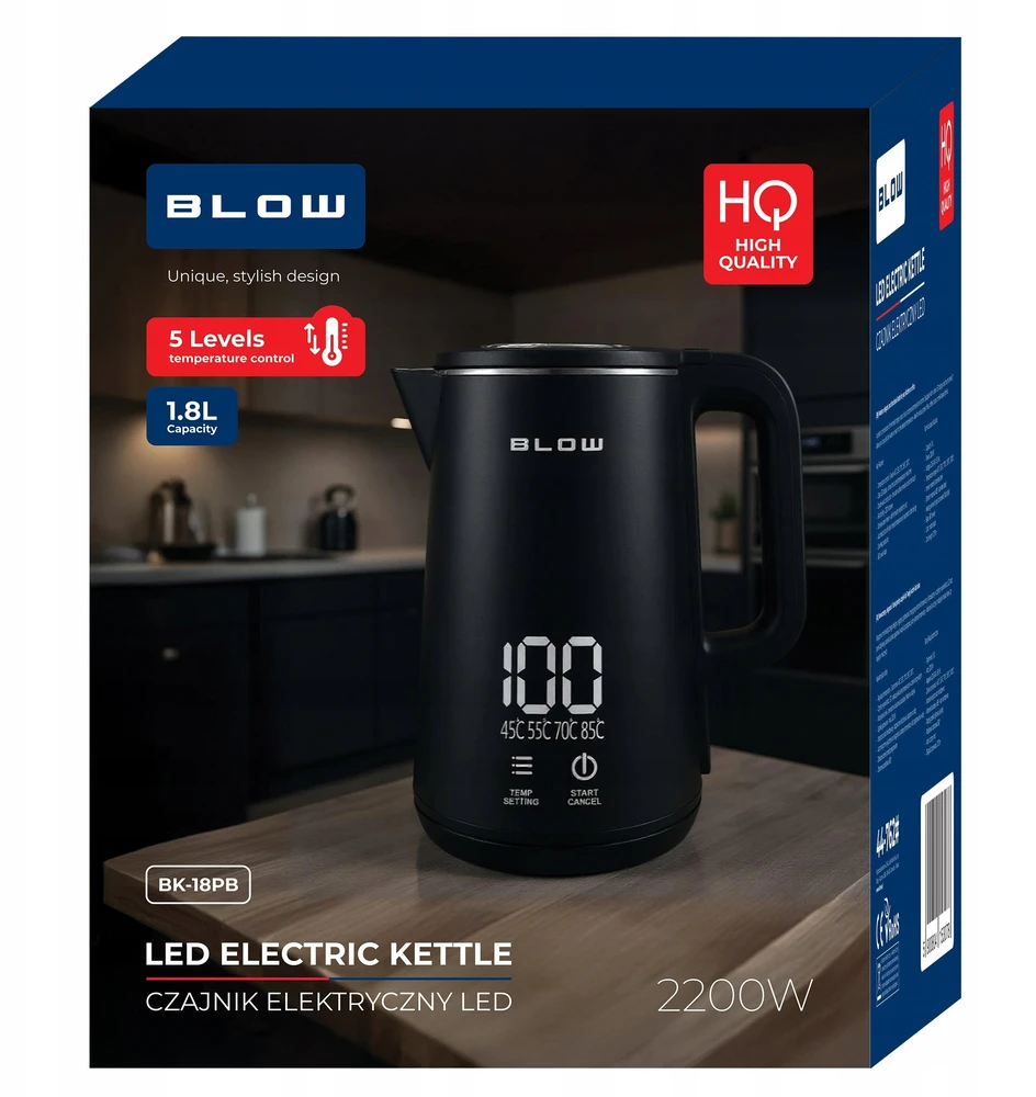 Juodas virdulys su ekranu 2200W BK-18PB BLOW
