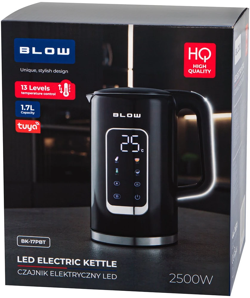 Juodas virdulys su ekranu 2500W BK-17PBT BLOW WI-FI TUYA