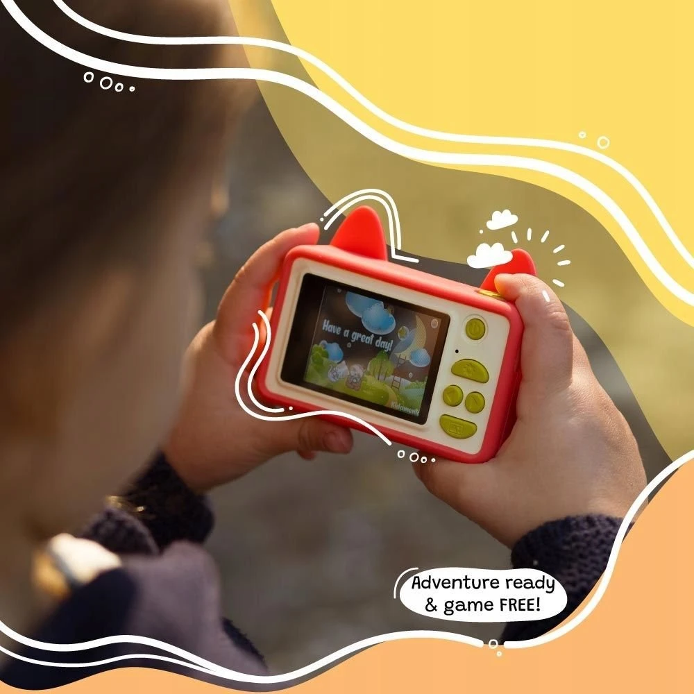 4Cv Mobile Skaitmeninis Aparat Dla Dziecka 24mp Video 1080p Lcd 2" + Karta 32gb / Kiimento / Model C / Fox / Raudona