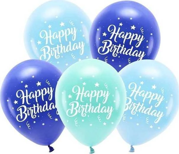 Party Deco Balionų rinkinys "Happy Birthday" 26cm 5 vnt