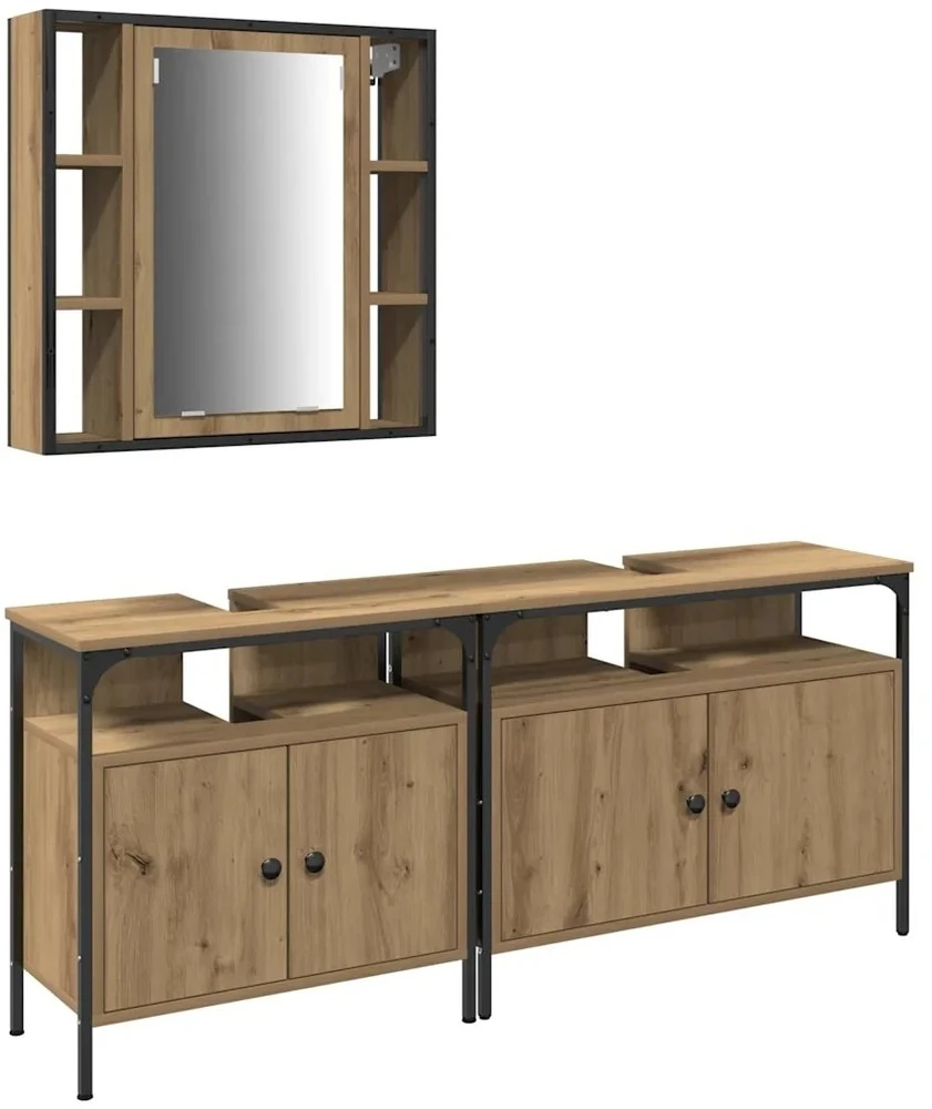 4Housedesign Vonios spintelės 3 vnt. Ruda 80 x 30 x 60 cm Apdirbta mediena