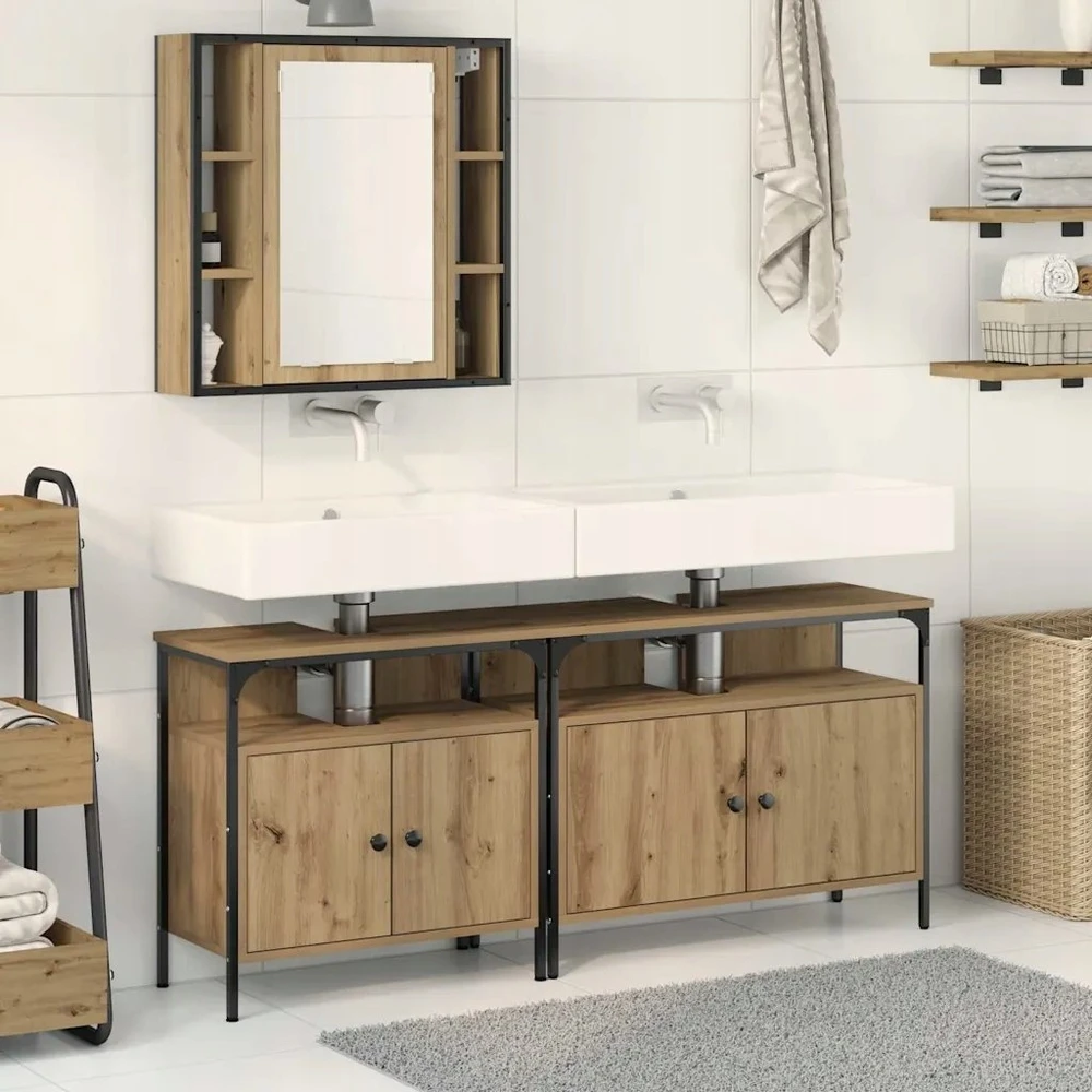 4Housedesign Vonios spintelės 3 vnt. Ruda 80 x 30 x 60 cm Apdirbta mediena