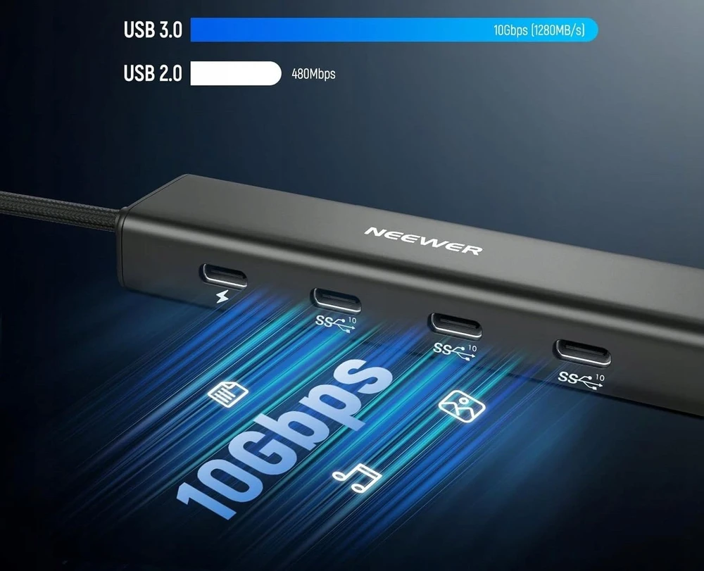 Neewer Hub 4 in 1 5x USB-C 10 Gbps 100 W PD Stovas Rogutės ISO 1/4'''' sriegis Neewer / PS020E