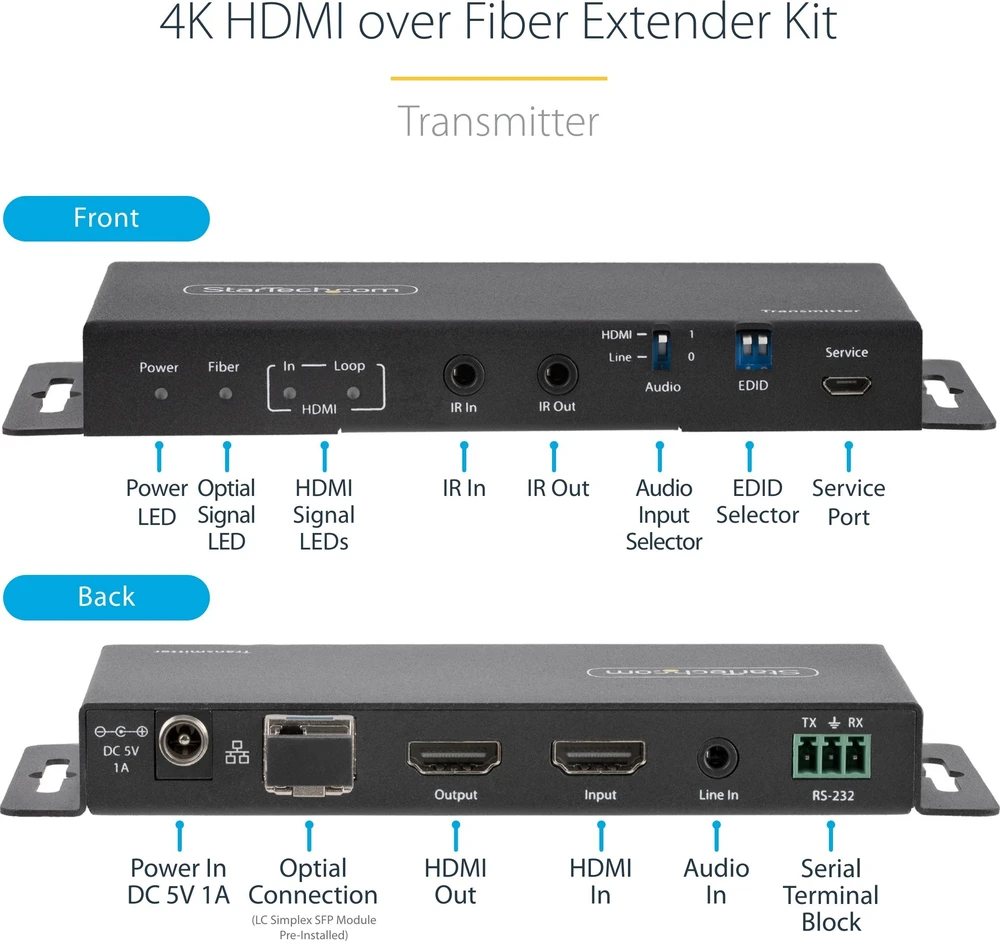 StarTech 4K 60HZ HDMI FIBER EXTENDER/.
