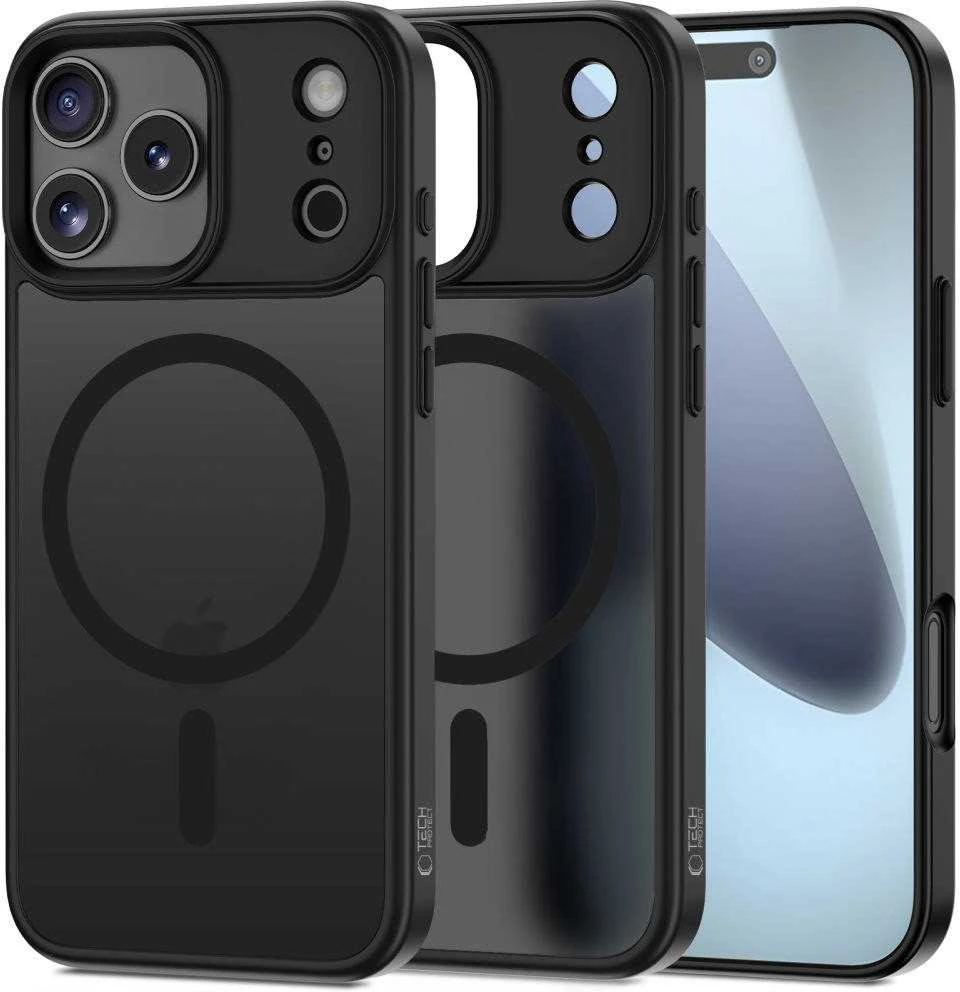 Tech-Protect Matt MagSafe dėklas skirtas Apple iPhone 17 Pro Max – matinis juodos spalvos