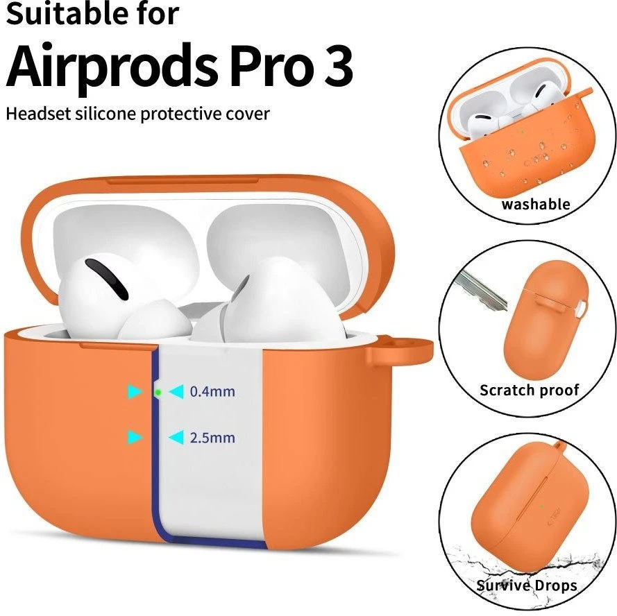 „Tech-Protect“ silikoninis dėklas „AirPods Pro“ ausinėms – oranžinis