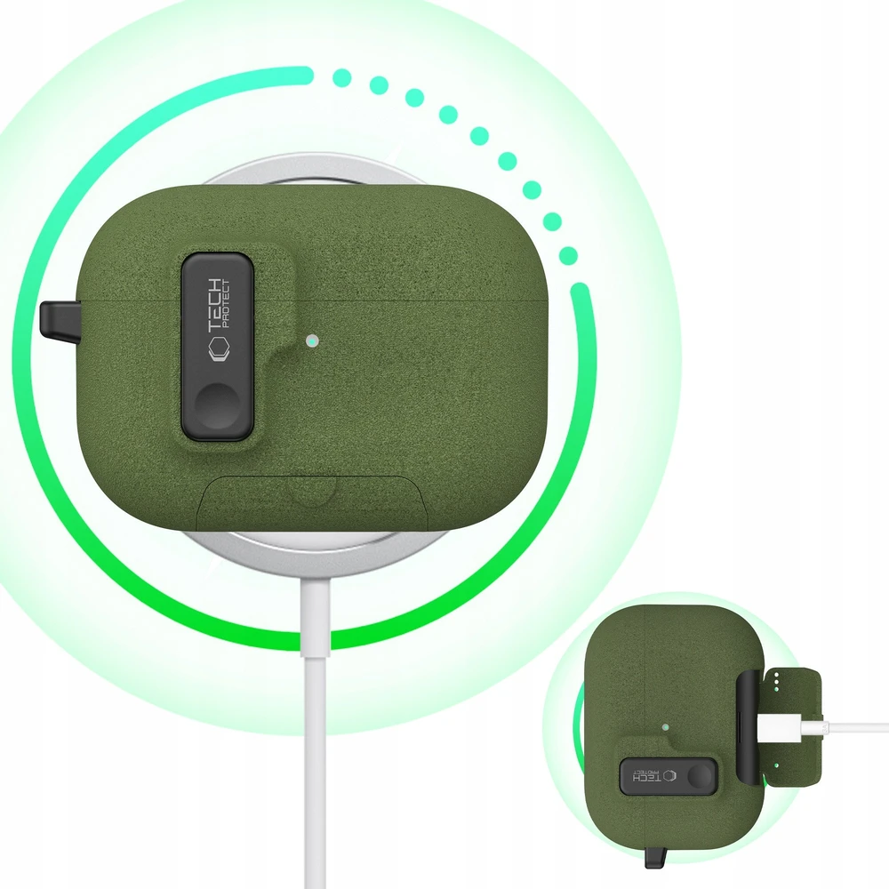 „Tech-Protect“ plonas kabliuko dėklas, skirtas „AirPods Pro 3“ ausinėms - Žalias