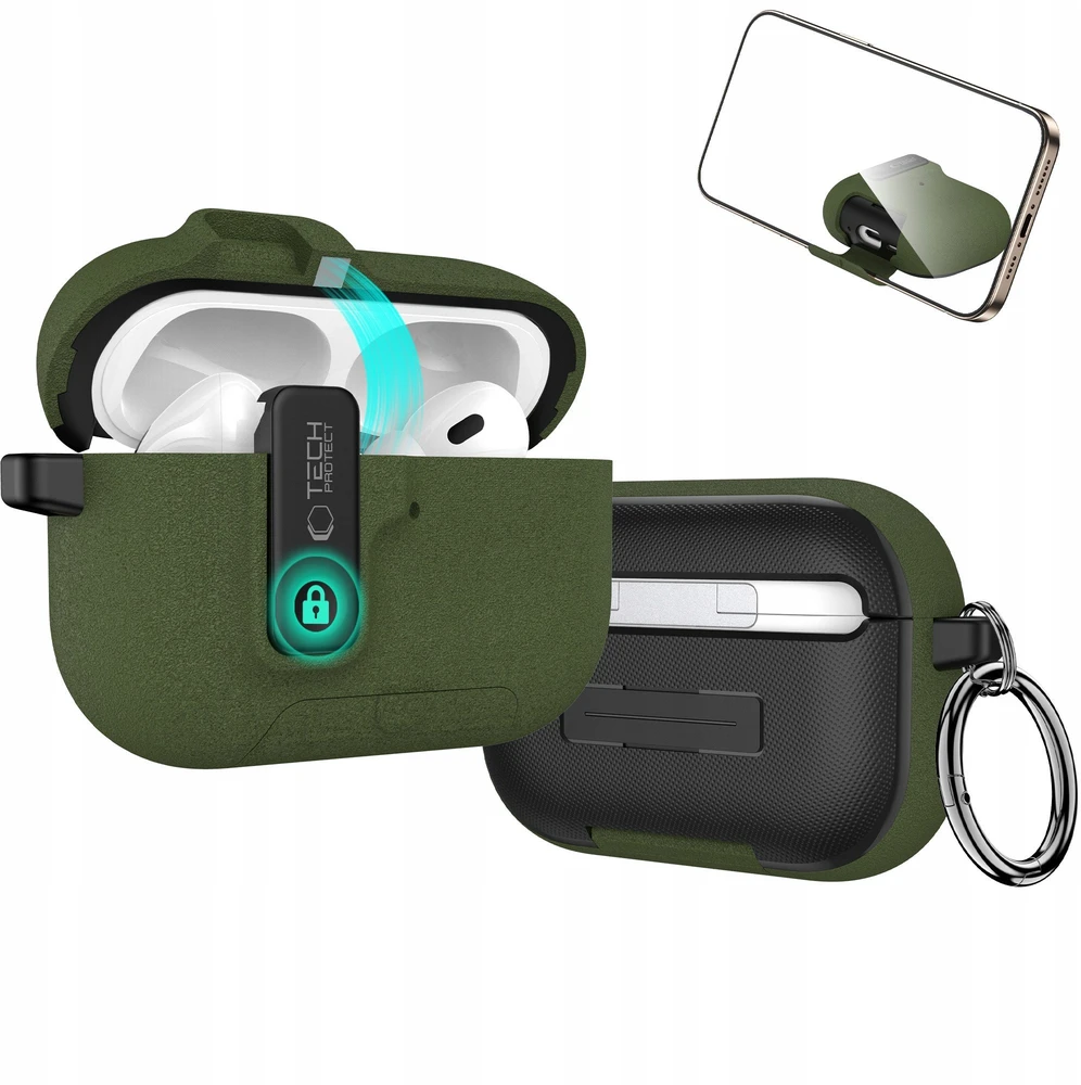 „Tech-Protect“ plonas kabliuko dėklas, skirtas „AirPods Pro 3“ ausinėms - Žalias