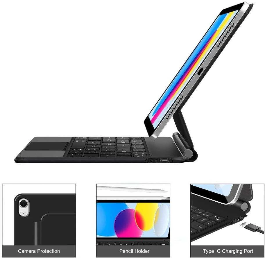 „Tech-Protect Smartcase Magnetic“ su klaviatūra, skirtas „iPad 10.9“ (2022 m.) / „iPad 11“ (2025 m.) - Juodas