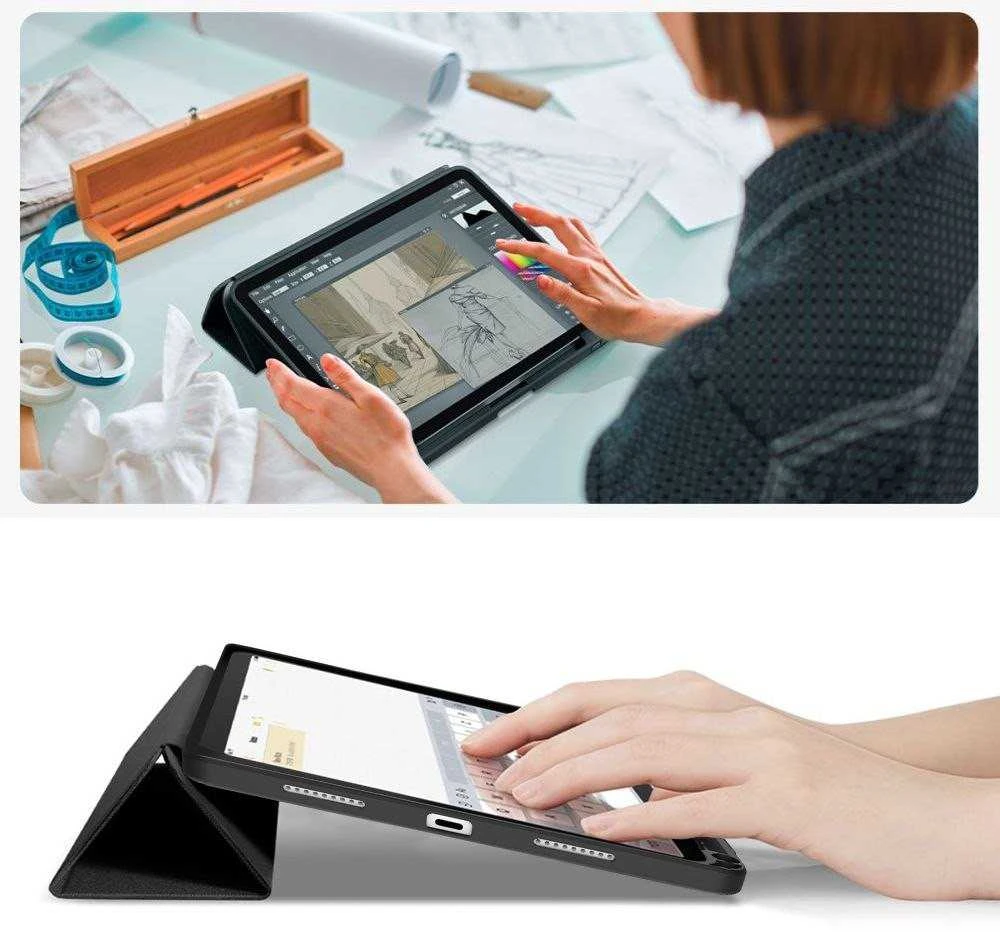 „Tech-Protect SC Pen Canvas“ dėklas iPad 10.9 colio planšetiniam kompiuteriui, 10 / 2022 / 11 colio planšetiniam kompiuteriui, 11 / 2025 - juodas