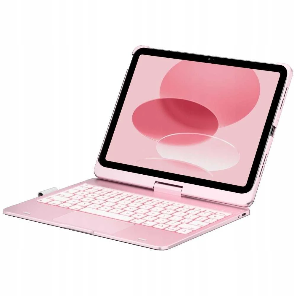4kom.pl Dėklas Typecase Flexbook Touch su klaviatūra do iPad 11" (A16) 2025 / iPad 10.9" 2022 šviesiai rožinis