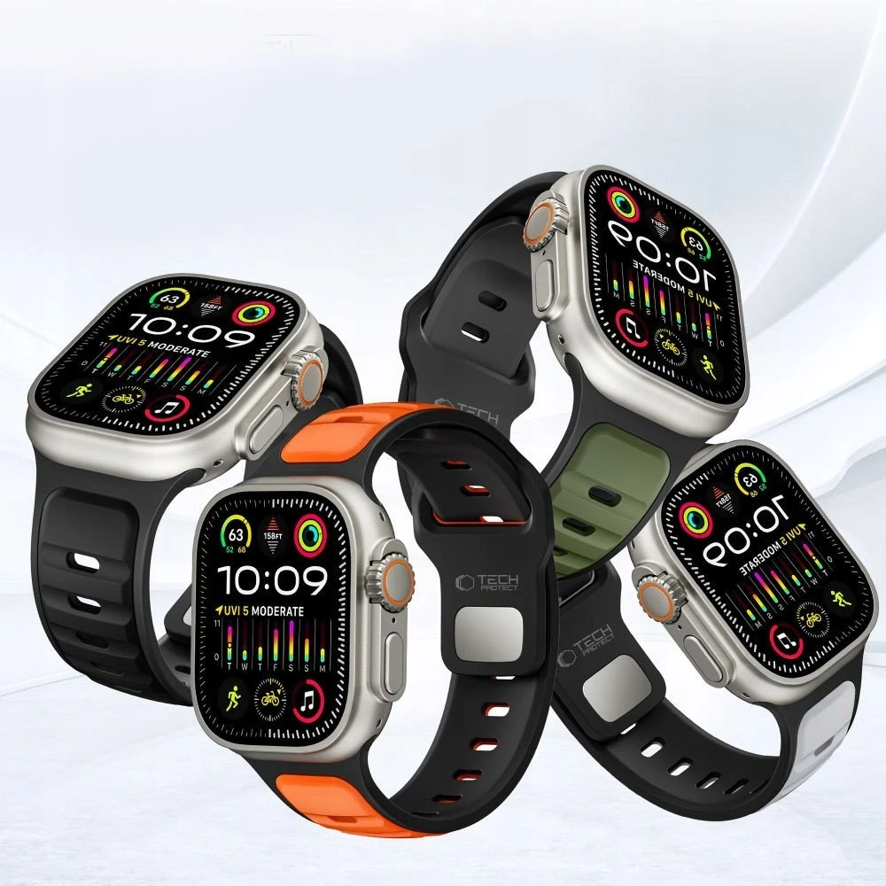 Tech-Protect IconBir Line apyrankė skirta Apple Watch 44 / 45 / 46 / 49 mm – pilkos spalvos-oranžinės spalvos