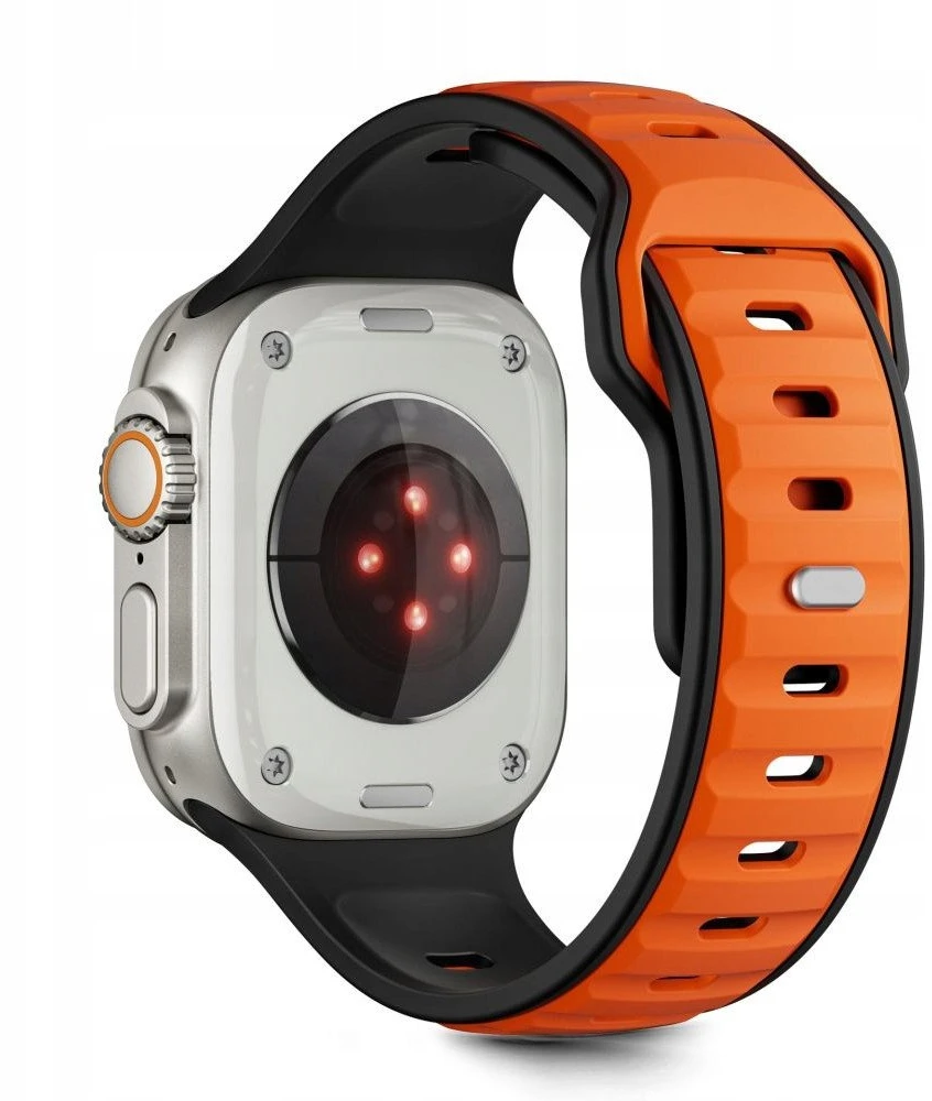 Tech-Protect IconBir Line apyrankė skirta Apple Watch 44 / 45 / 46 / 49 mm – juodos spalvos ir oranžinės spalvos