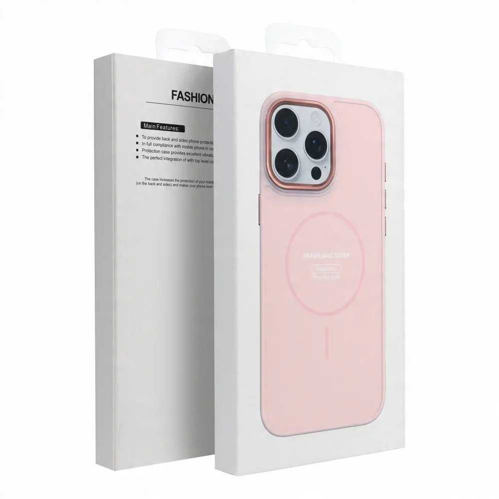 Dėklas Oem Case for iPhone 14 Frame Mag Cover compatible with MagSafe powder pink