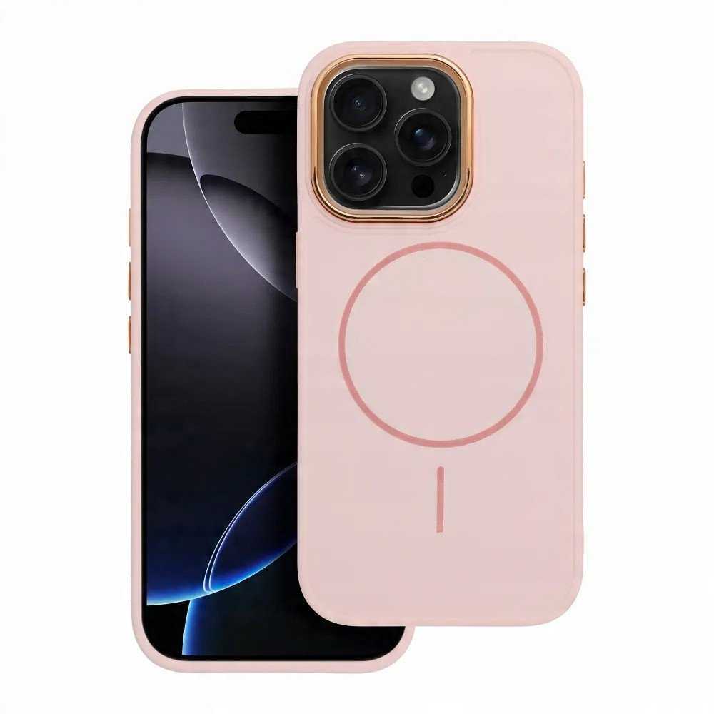 Oem Originalus „iPhone 15 PRO MAX“ dėklas su rėmeliu, suderinamas su „MagSafe“, rausvos spalvos.