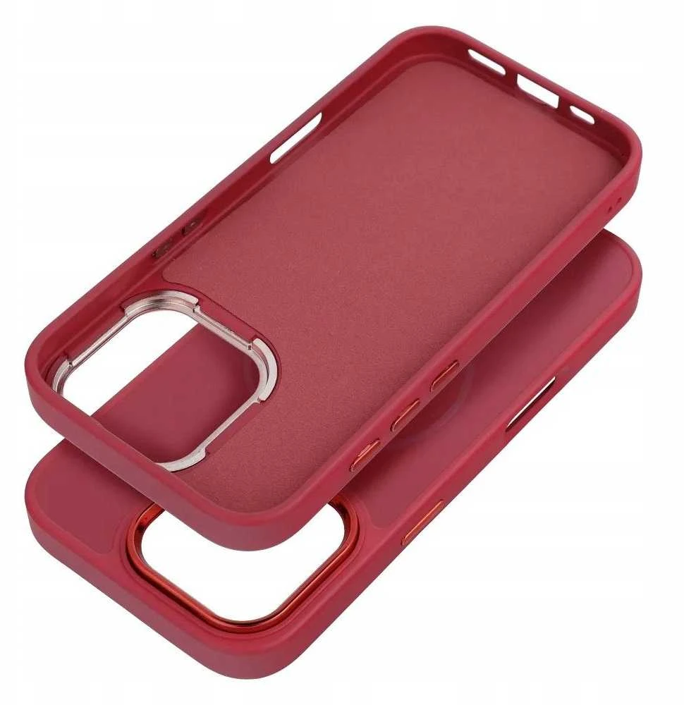 Oem Originalus „iPhone 15 PRO“ dėklas su „Frame Mag Cover“, suderinamas su „MagSafe“, rausvai raudonas