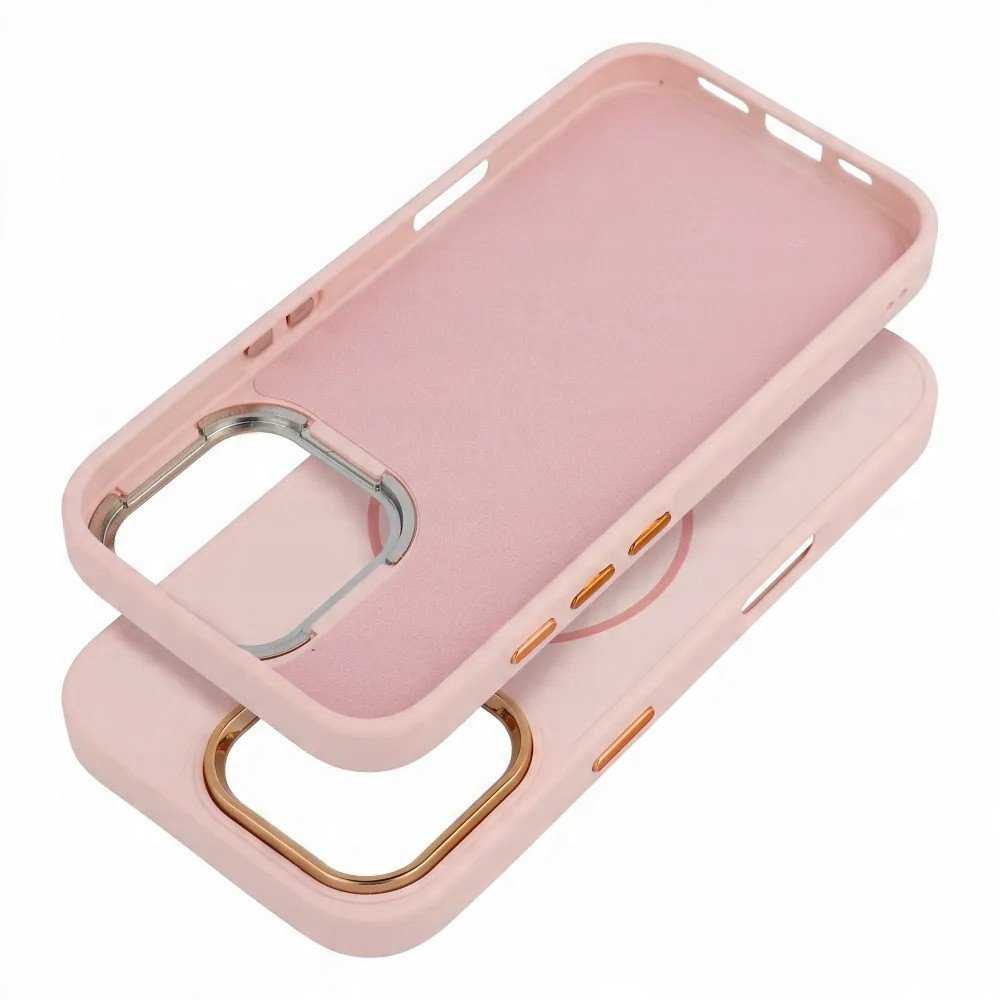 Oem Originalus „iPhone 15 PRO MAX“ dėklas su rėmeliu, suderinamas su „MagSafe“, rausvos spalvos.
