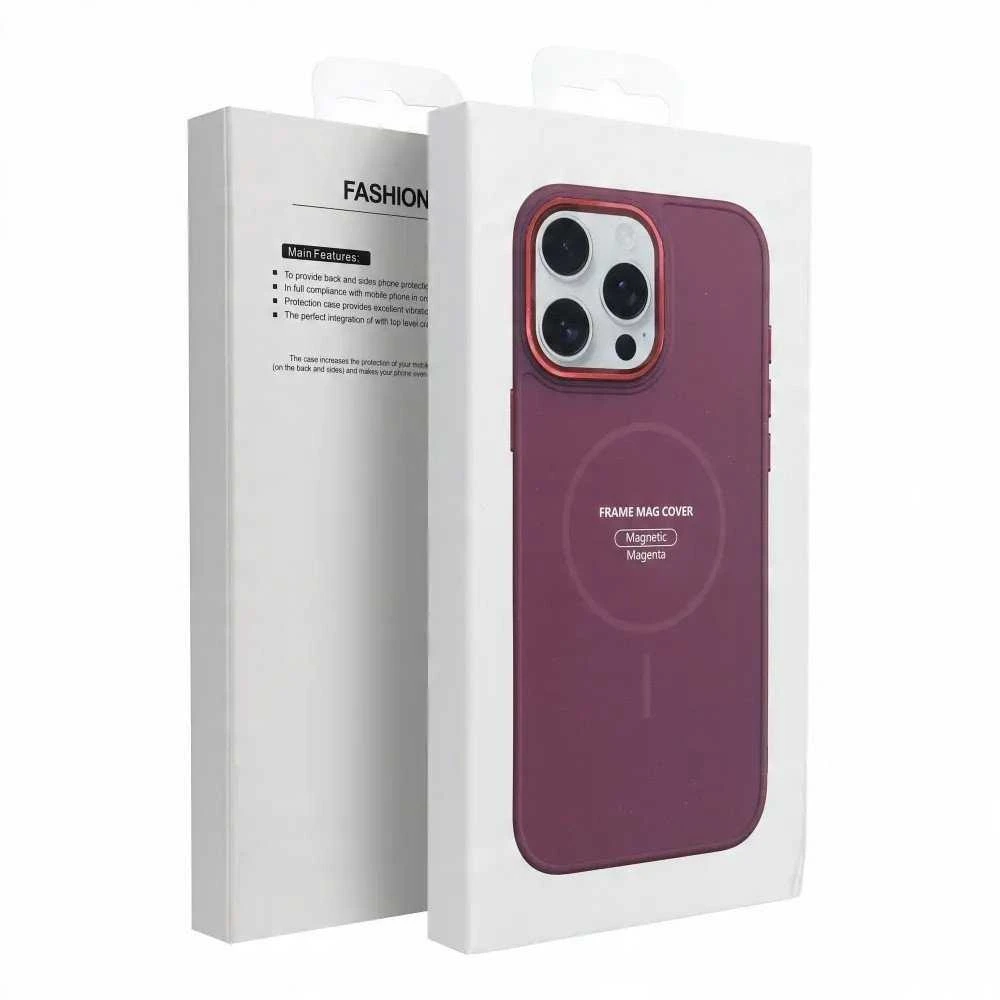 Oem Originalus „iPhone 14 Frame Mag Cover“ dėklas, suderinamas su „MagSafe“, rausvai raudonas