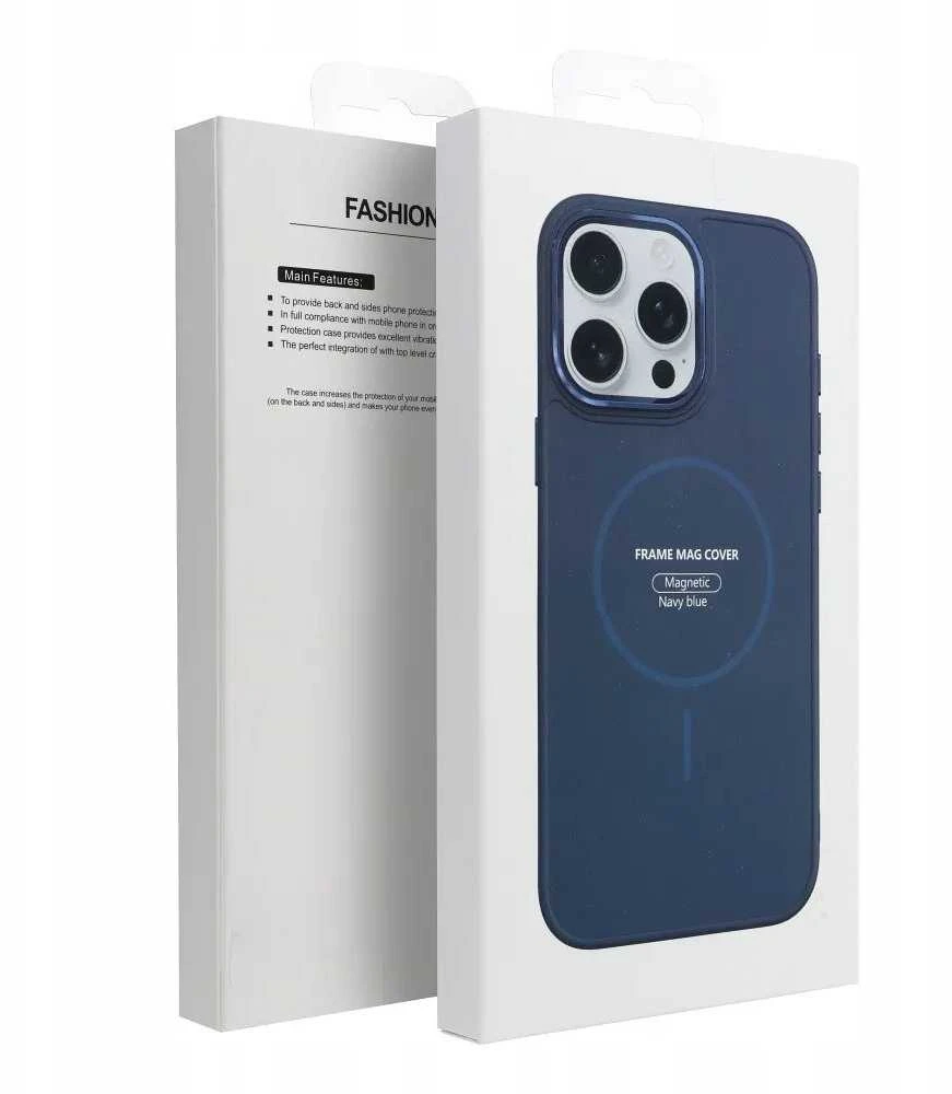 Dėklas Oem Case for iPhone 15 PRO MAX Frame Mag Cover compatible with MagSafe navy mėlynas