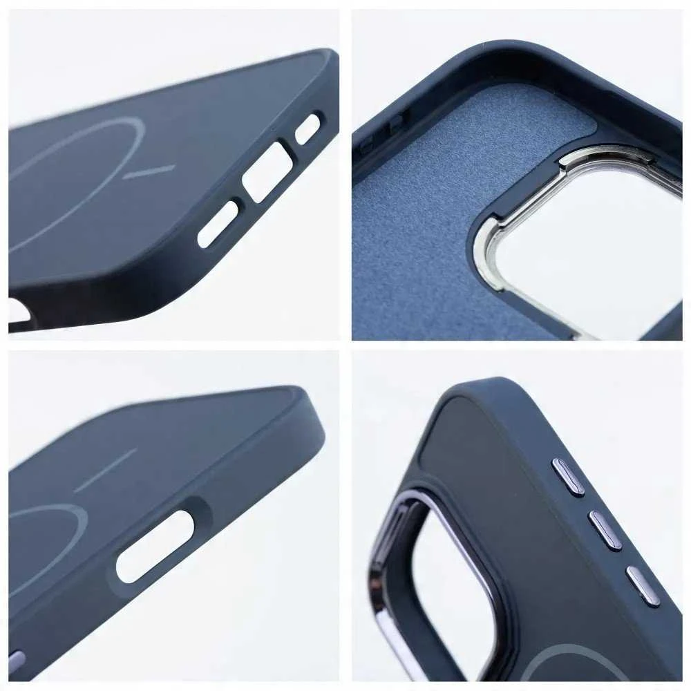 OEM dėklas iPhone 15 PRO MAX su Mag rėmeliu, suderinamas su MagSafe, tamsiai mėlynas