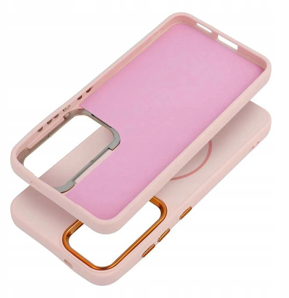 Oem FRAME MAG COVER dėklas suderinamas su MagSafe skirtas Samsung Galaxy A16 powder rožinės spalvos
