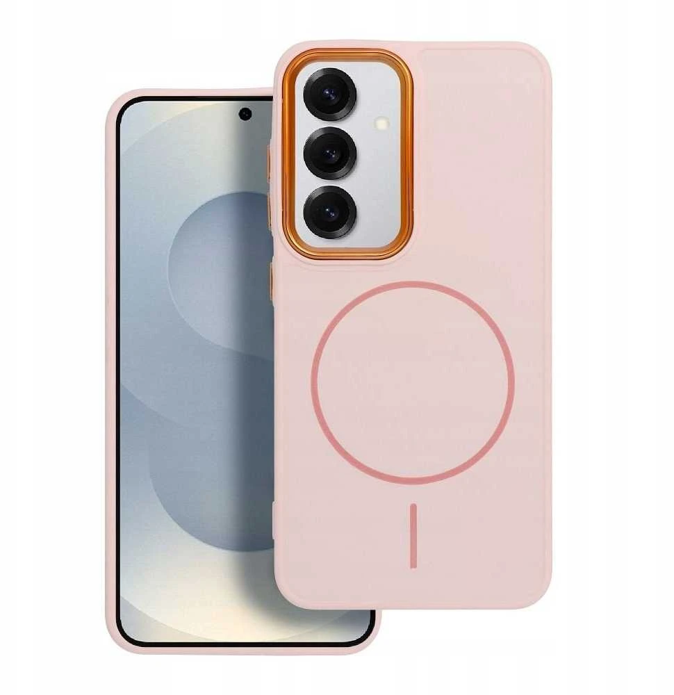 Oem FRAME MAG COVER dėklas suderinamas su MagSafe skirtas Samsung Galaxy A16 powder rožinės spalvos