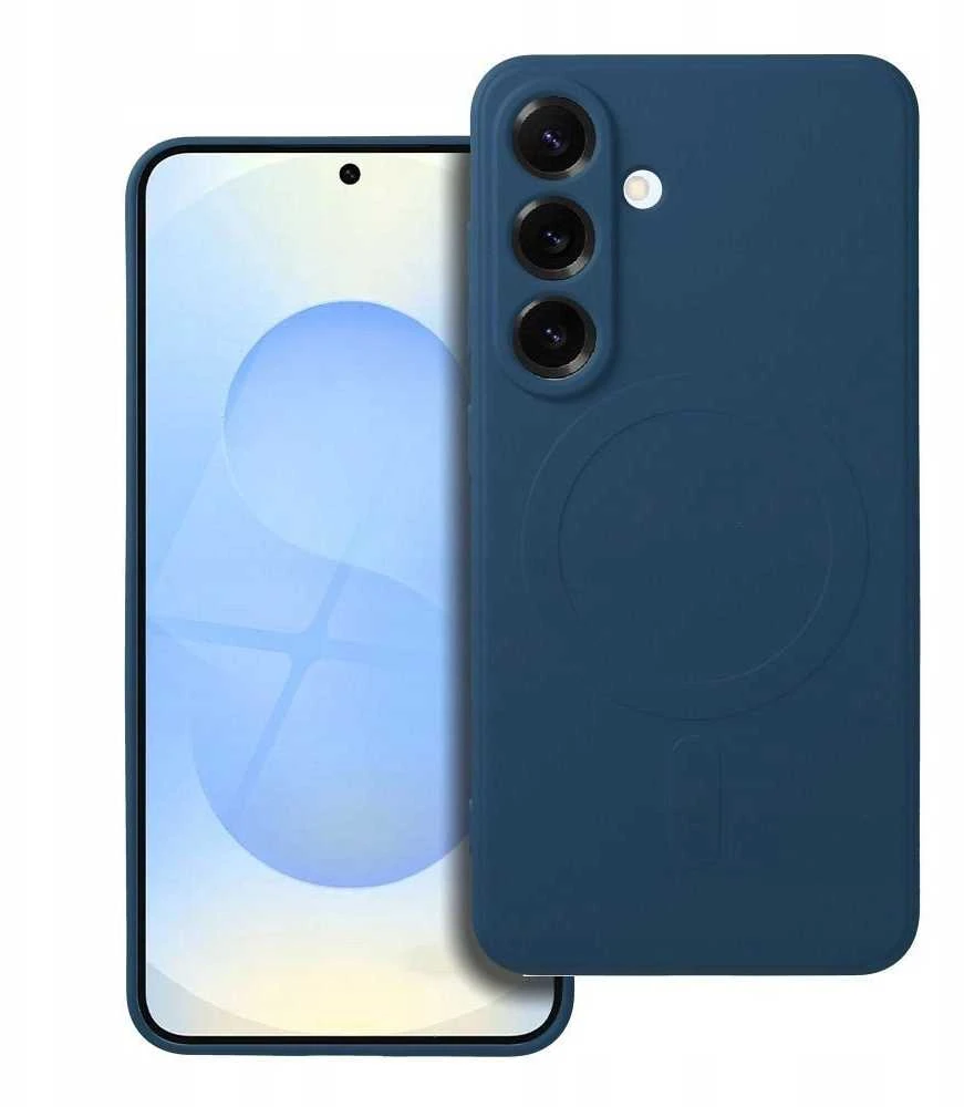 4Kom Oem Silikoninis MAG COVER dėklas suderinamas su MagSafe skirtas Samsung Galaxy S25 Edge mėlynas