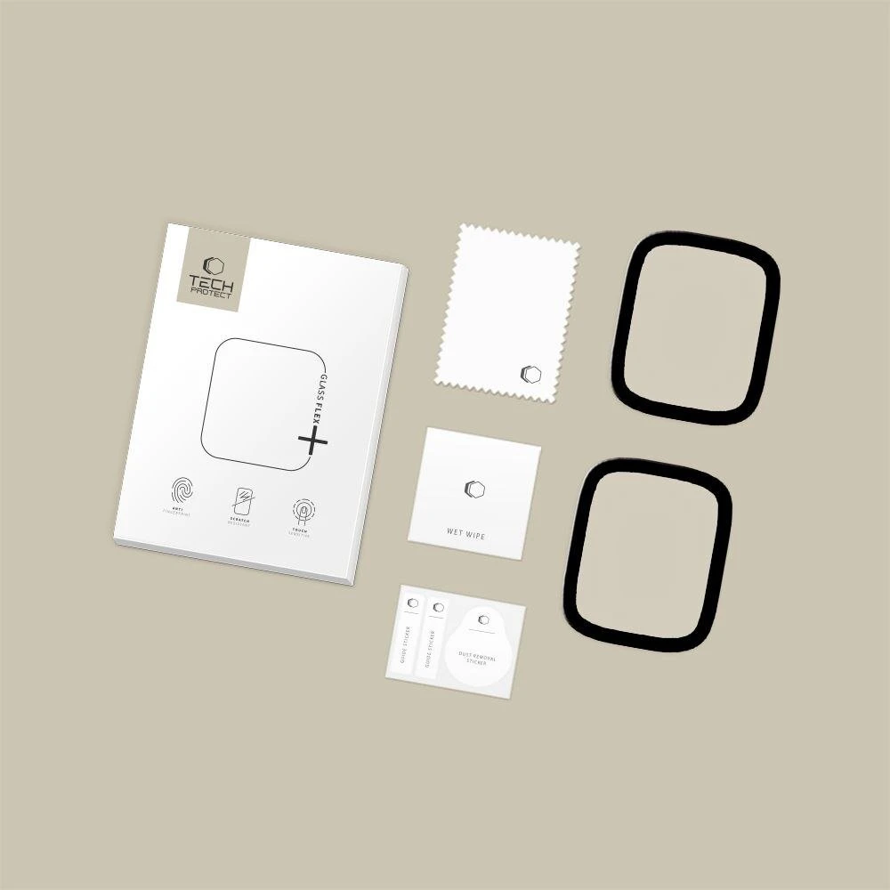 „Tech-Protect Glass Flex+“ 2 vnt. pakuotė, skirta „Apple Watch 40mm“ – Juodas
