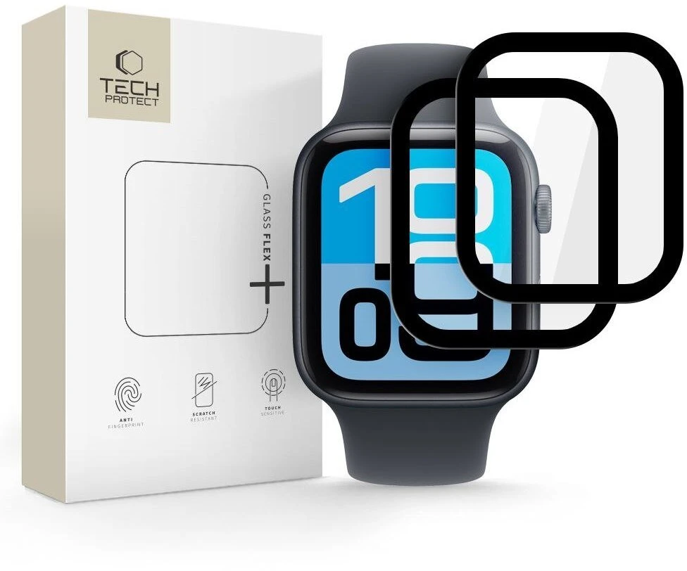 „Tech-Protect Glass Flex+“ 2 vnt. pakuotė, skirta „Apple Watch 44mm“ – juodas