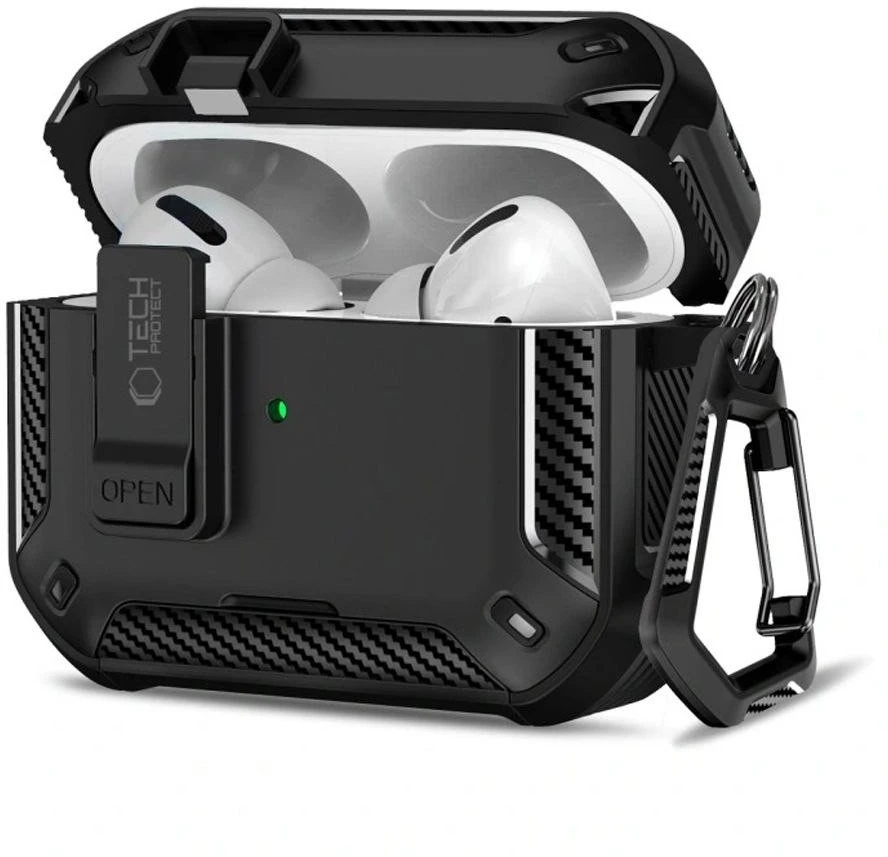„Tech-Protect Carbonox MagSafe“ dėklas, skirtas „AirPods Pro“ ausinėms - juodas