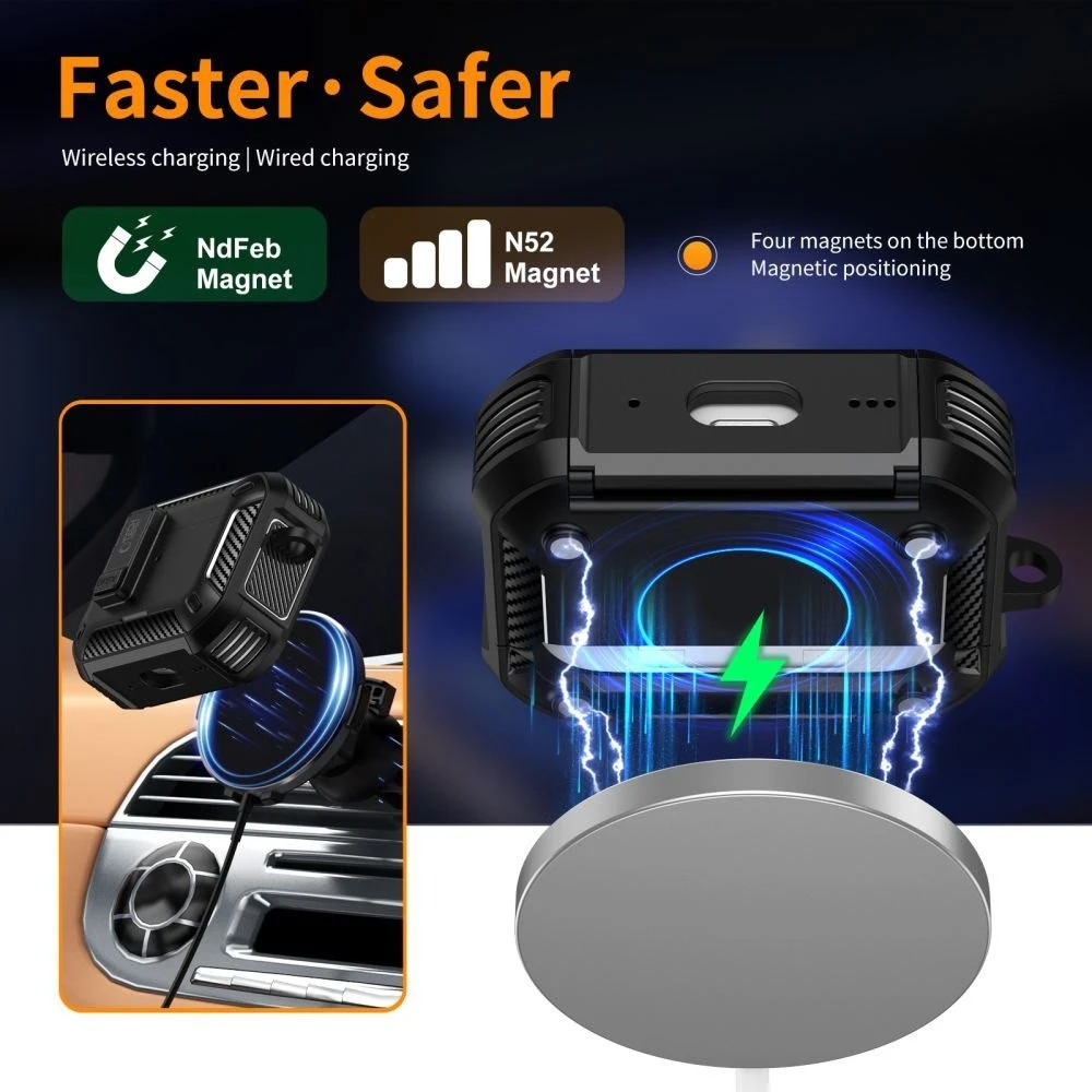 „Tech-Protect Carbonox MagSafe“ dėklas, skirtas „AirPods Pro“ ausinėms - juodas