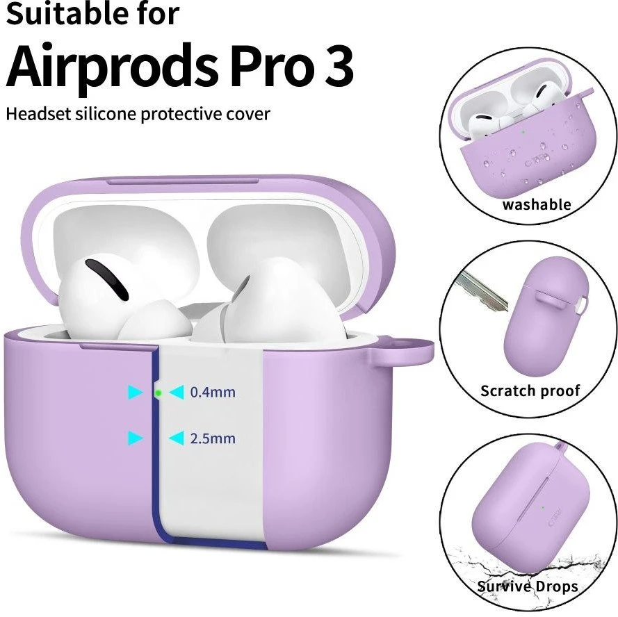 „Tech-Protect“ silikoninis dėklas su kabliuku, skirtas „AirPods Pro“ ausinėms - Violetinė