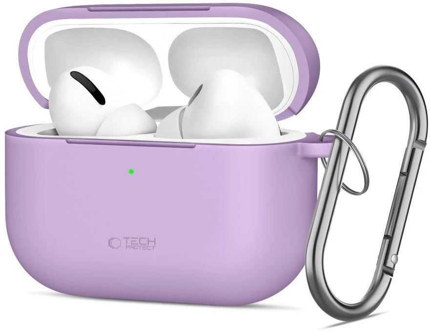 „Tech-Protect“ silikoninis dėklas su kabliuku, skirtas „AirPods Pro“ ausinėms - Violetinė