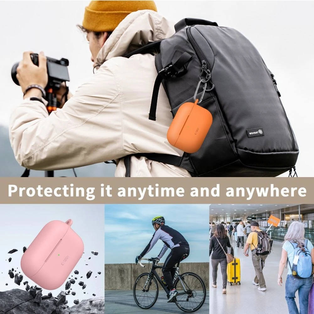 „Tech-Protect“ silikoninis dėklas su kabliuku, skirtas „AirPods Pro“ ausinėms - Violetinė