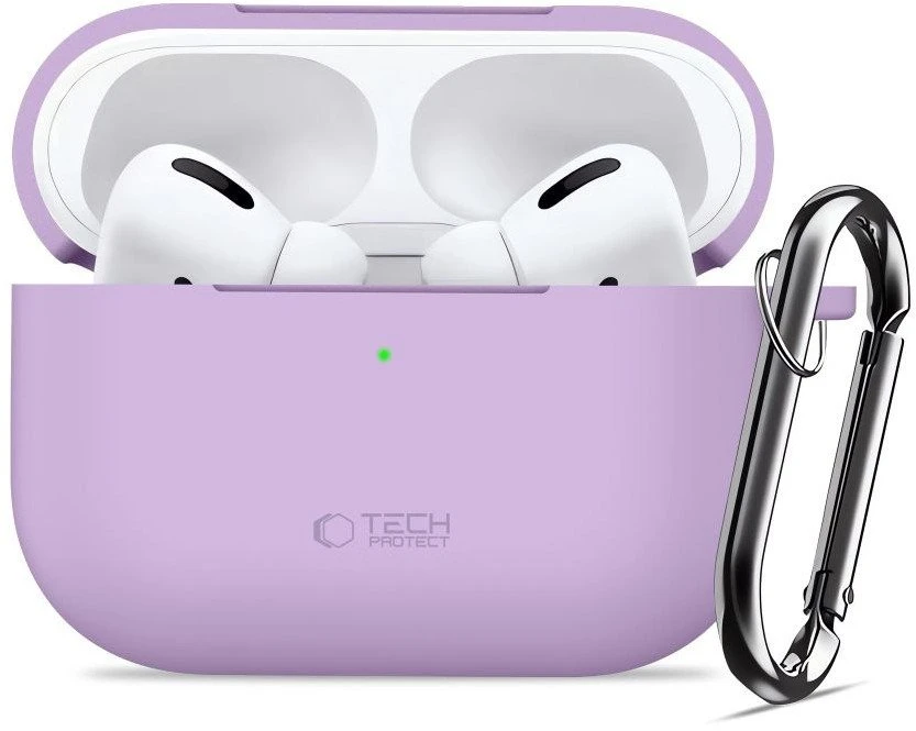 „Tech-Protect“ silikoninis dėklas su kabliuku, skirtas „AirPods Pro“ ausinėms - Violetinė