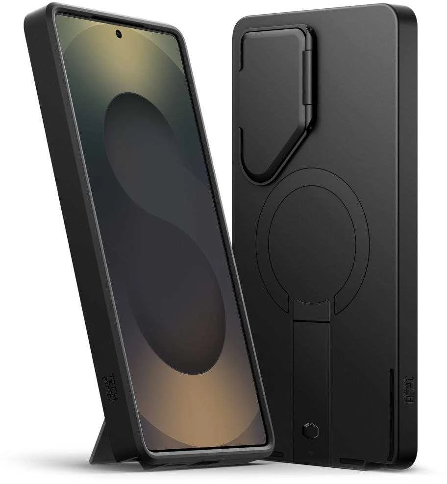 Tech-Protect Kevlar Aura MagSafe dėklas skirtas Samsung Galaxy S25 Ultra – juodos spalvos/oranžinės spalvos