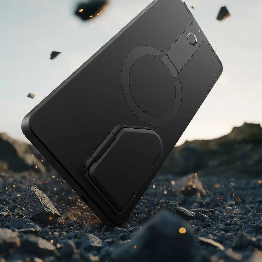 Tech-Protect Kevlar Aura MagSafe dėklas skirtas Samsung Galaxy S25 Ultra – juodos spalvos/oranžinės spalvos