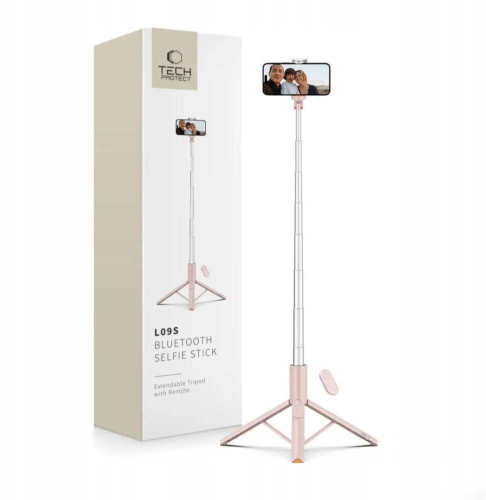 Selfie Stick Tech-Protect L09S with Tripod - Rožinė
