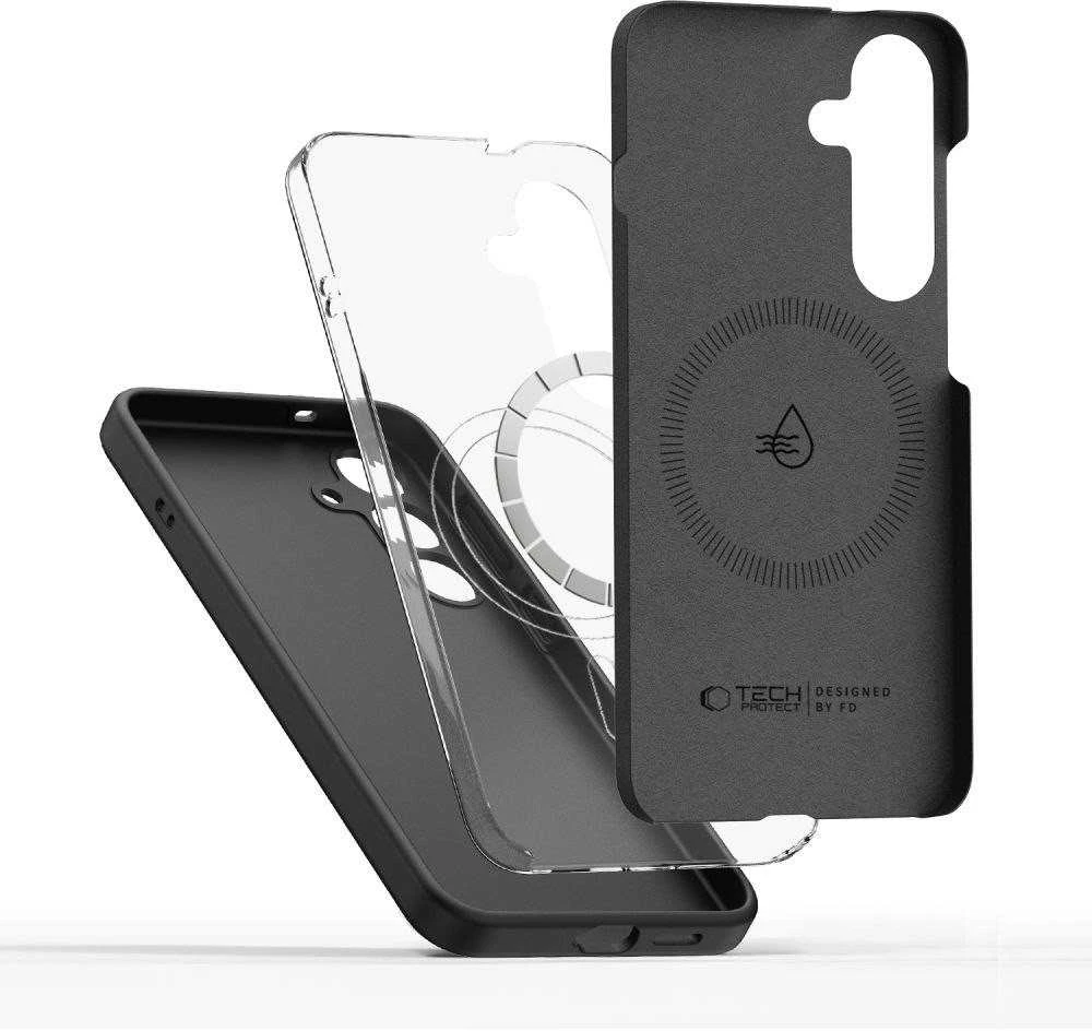 Dėklas Tech-Protect Liquid Silicone MagSafe case skirta Samsung Galaxy S25 Edge – juodos spalvos