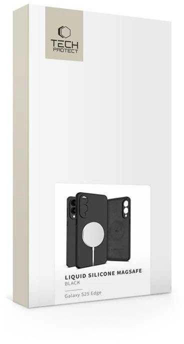 Dėklas Tech-Protect Liquid Silicone MagSafe case skirta Samsung Galaxy S25 Edge – juodos spalvos