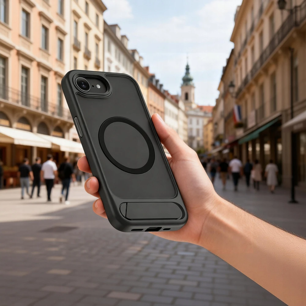 „Tech-Protect MagRack MagSafe“ dėklas, skirtas „iPhone 16e / 17e“ – Juodas